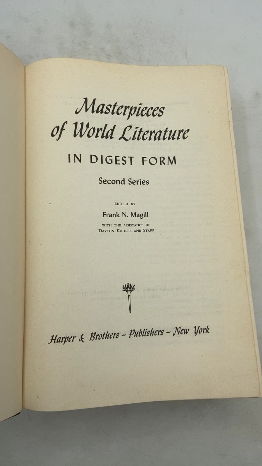 Masterpieces of World Literature in Digest Form, Second Series by Frank N. Magill - title page