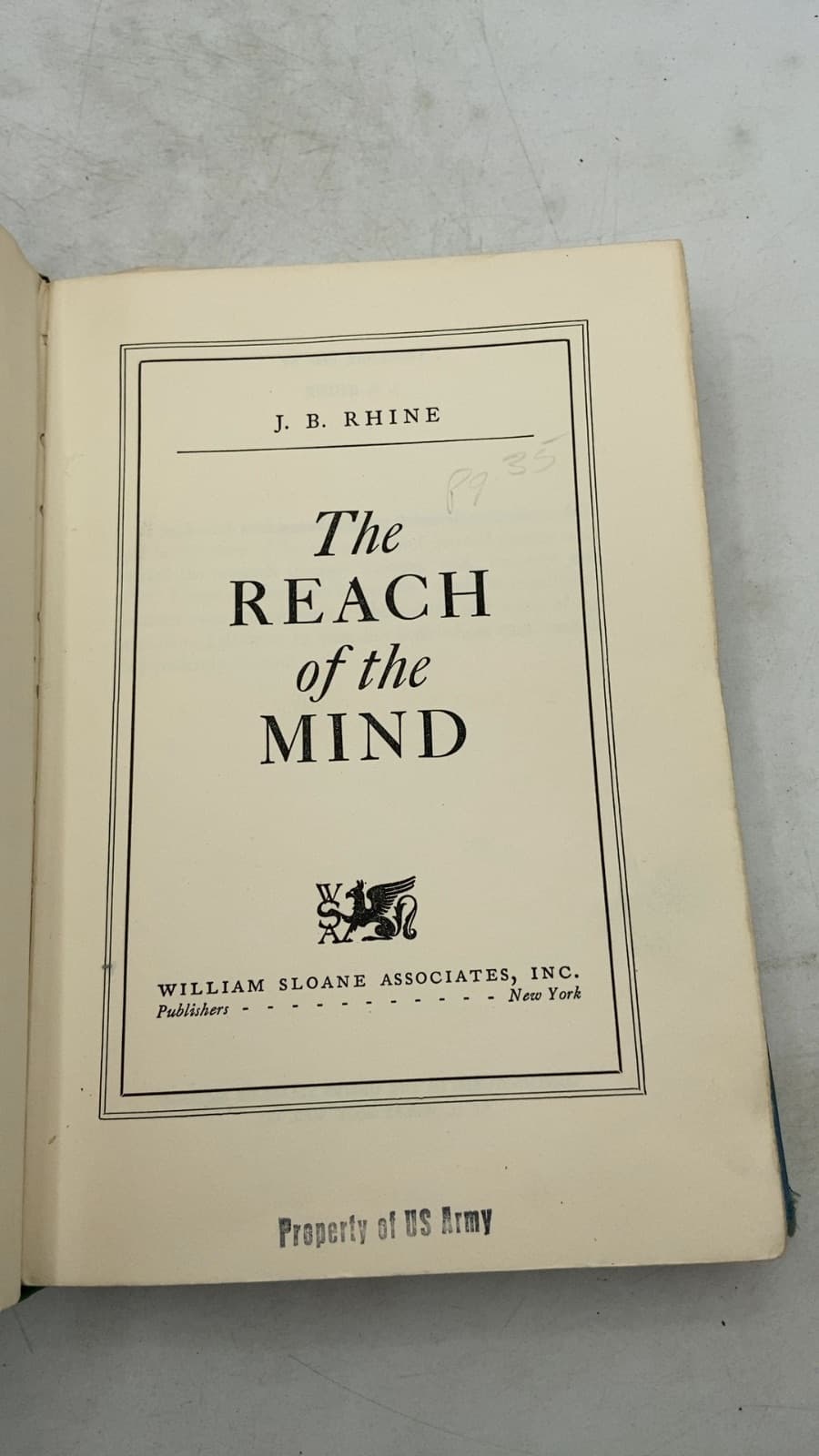 The Reach of the Mind by J. B. Rhine - title page