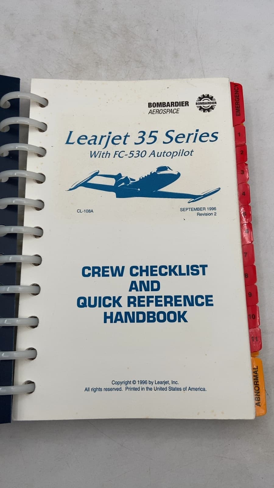 Learjet 35 Series With FC-530 Autopilot Crew Checklist and Quick Reference Handbook - title page