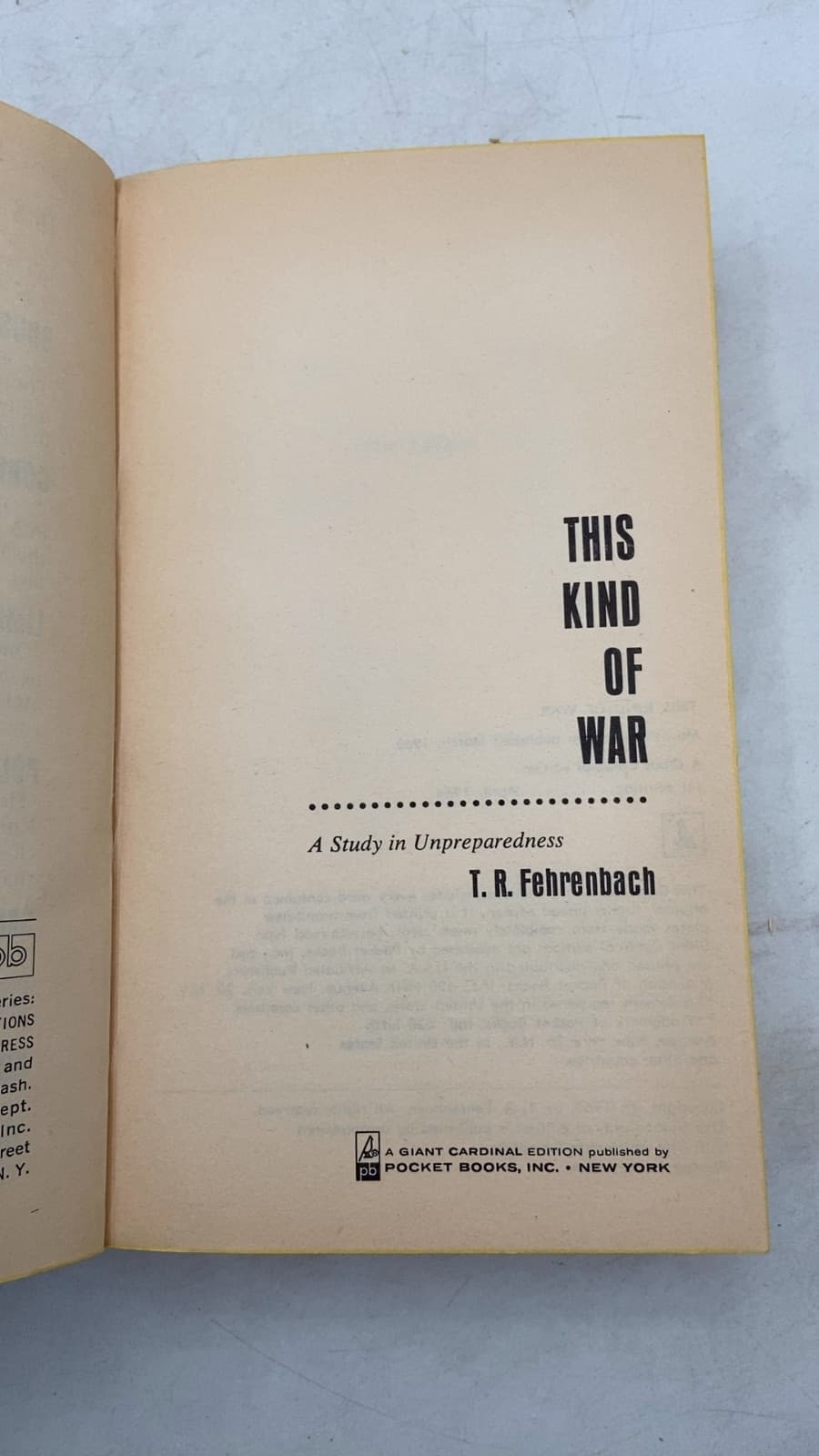 This Kind of War: A Study in Unpreparedness by T. R. Fehrenbach - title page