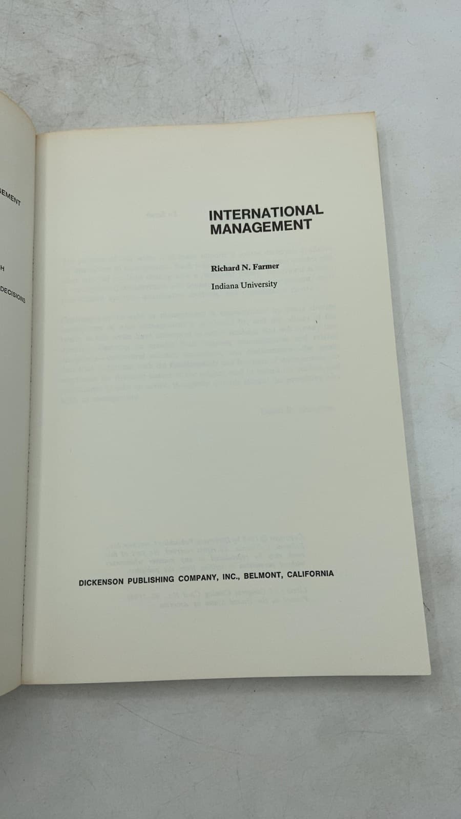 International Management by Richard N. Farmer - title page
