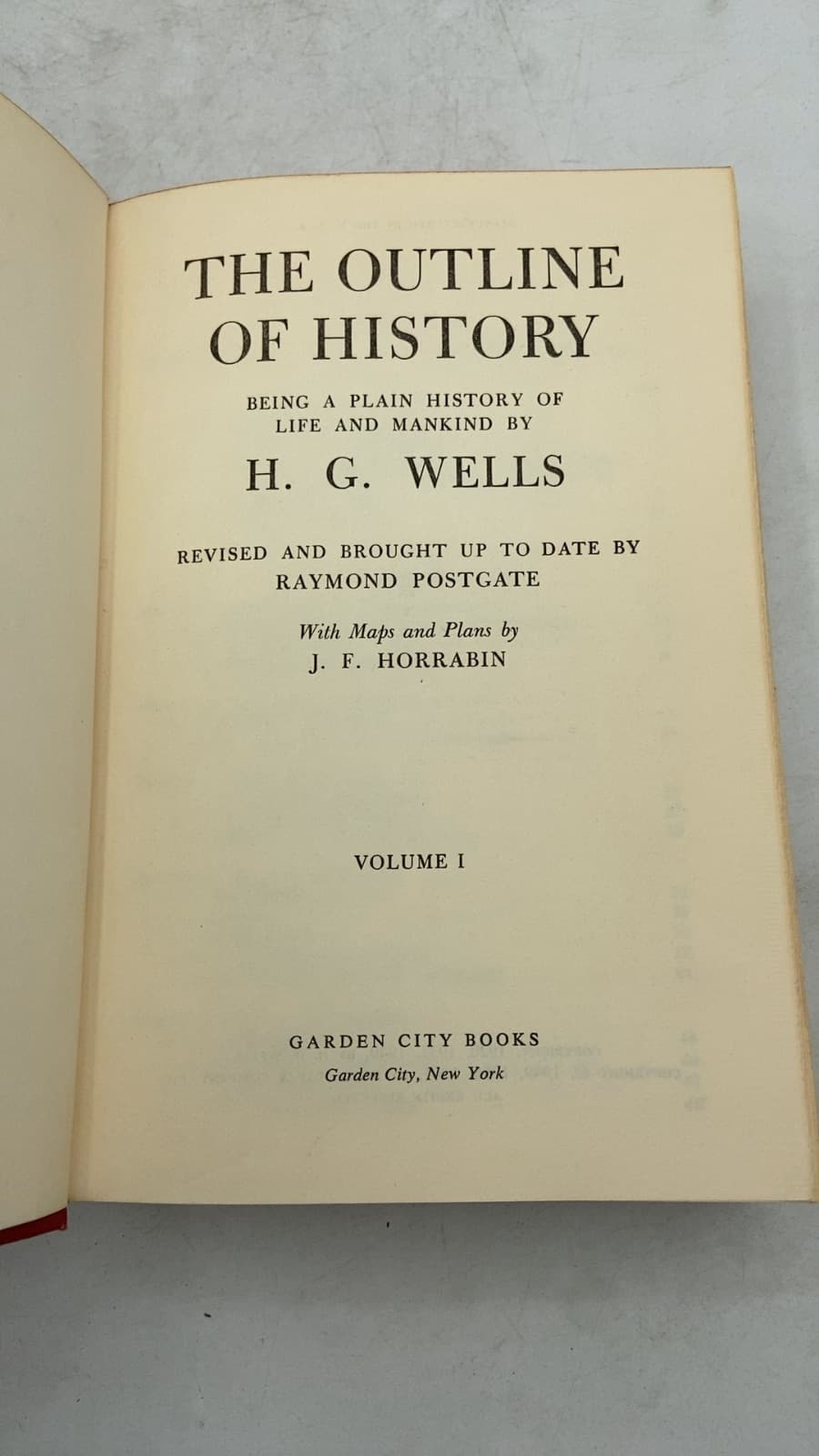 The Outline of History: Being a Plain History of Life and Mankind, Volume I by H. G. Wells - title page