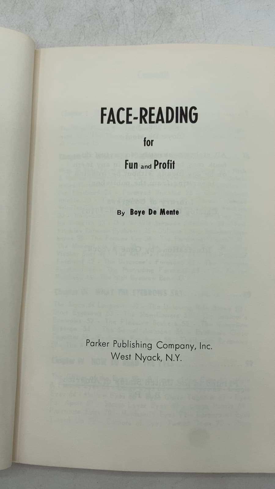 Face Reading FOR FUN & Profit by Boye De Mente - title page