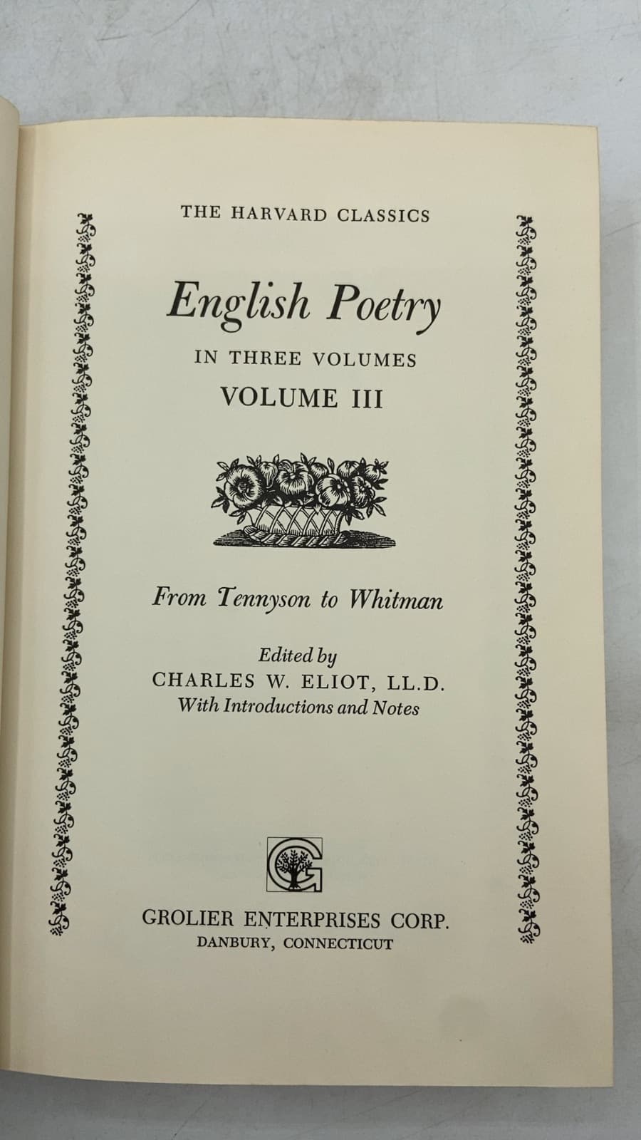 English Poetry in Three Volumes Volume III From Tennyson to Whitman by Charles W. Eliot, LL.D. - title page