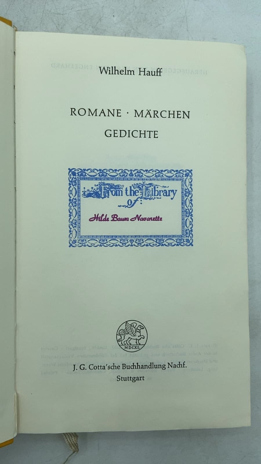 Romane Märchen Gedichte by Wilhelm Hauff - title page