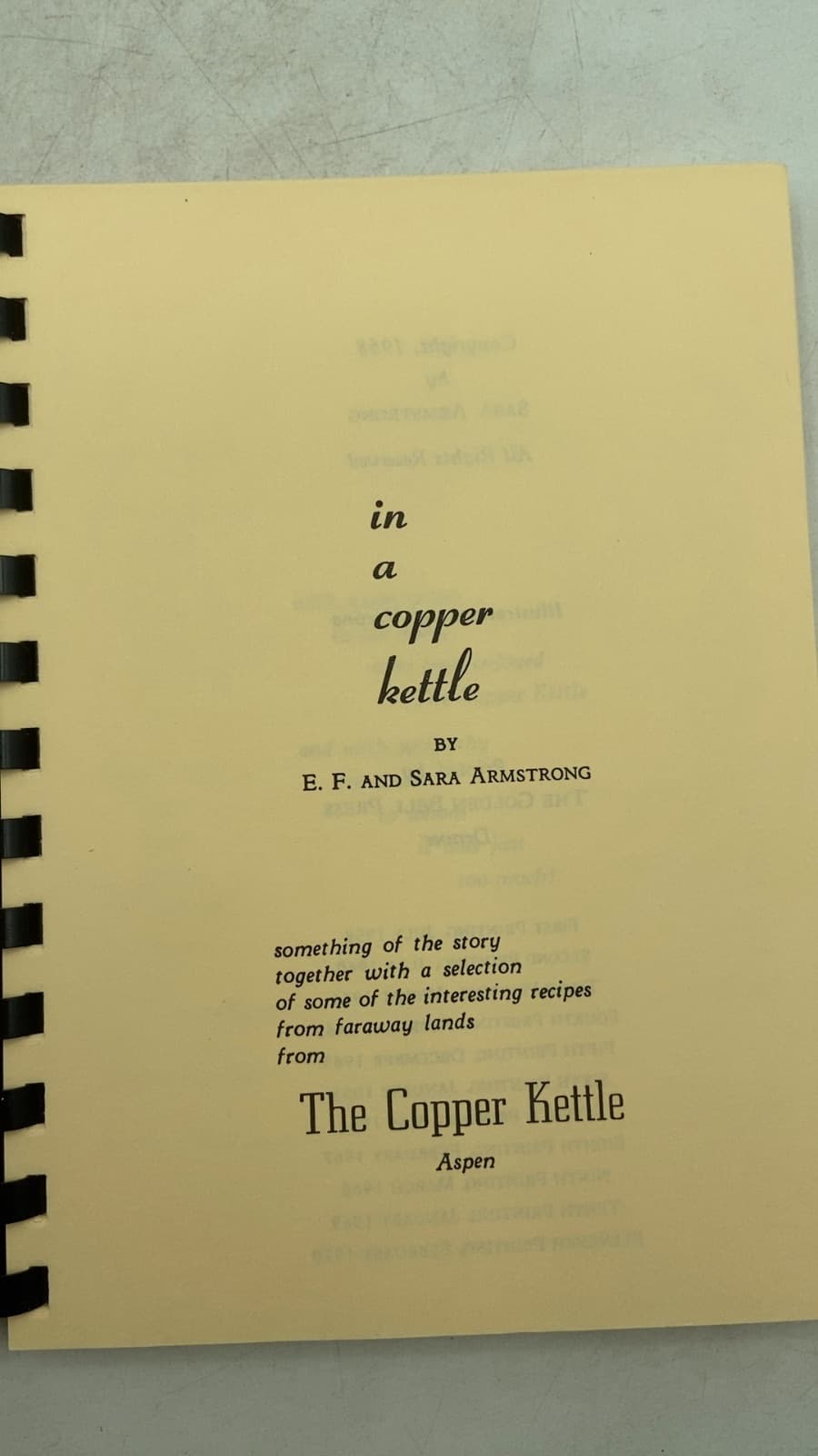 in a copper kettle by E. F. and Sara Armstrong - title page