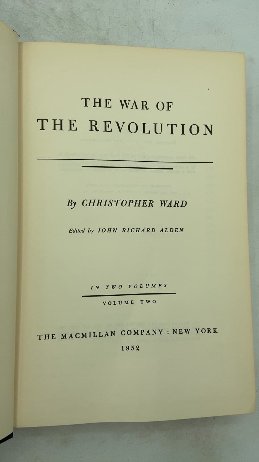 THE WAR OF THE Revolution by Christopher Ward - title page