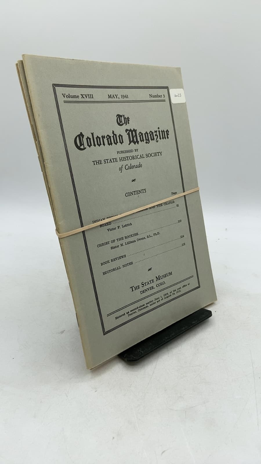 The Colorado Magazine 1941 (number 1-3) by Victor F. Lotrich; Sister M. Lilliana Owens, S.L., Ph.D. - front cover