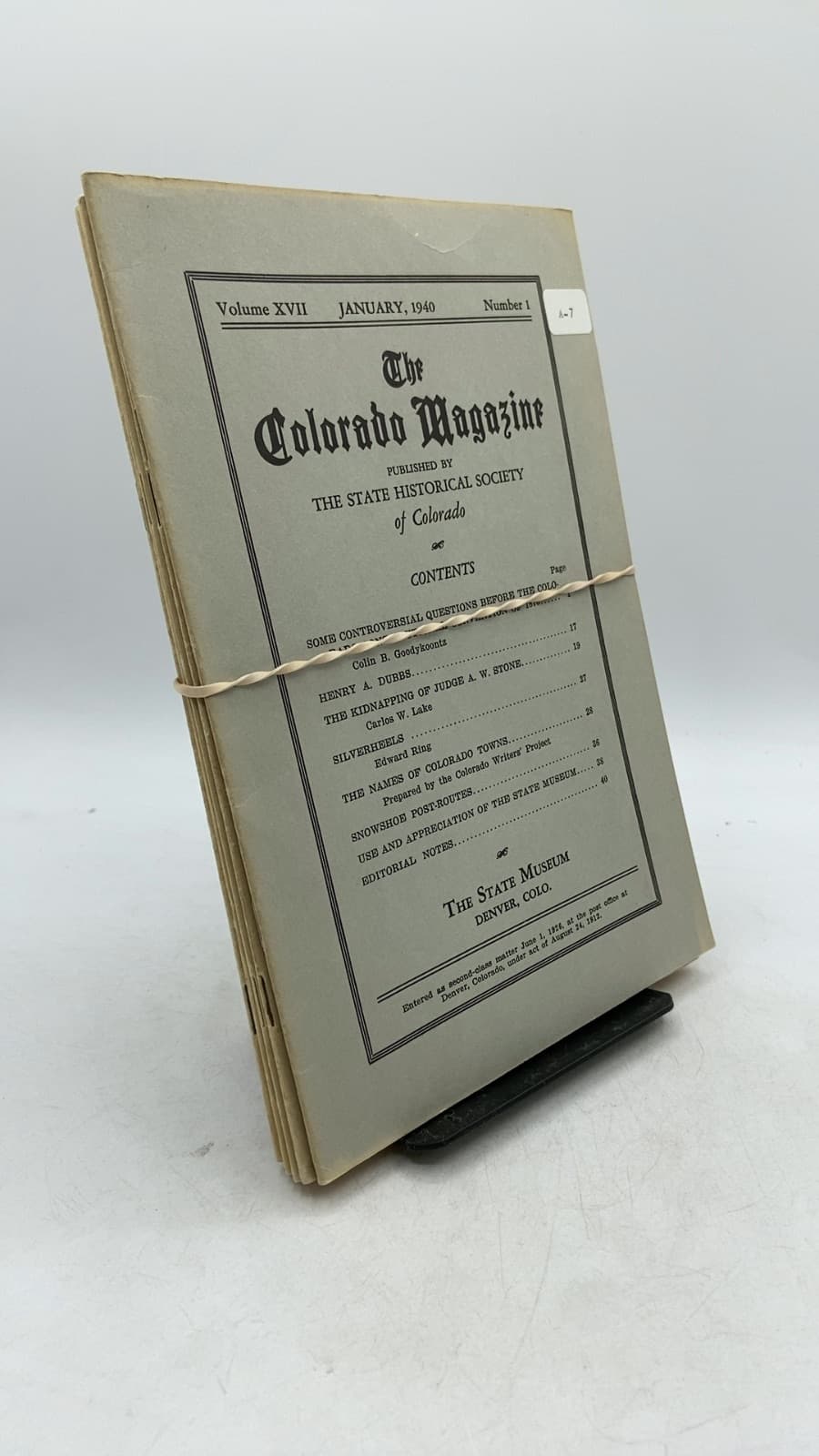 The Colorado Magazine 1940, numbers 1-6  - front cover