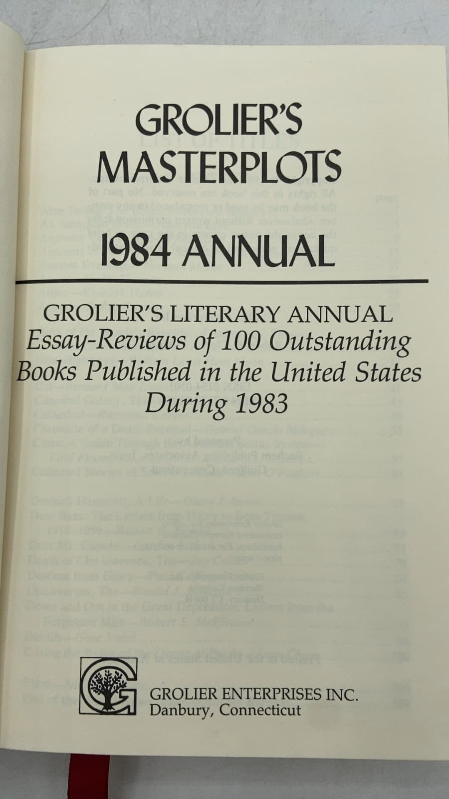 Grolier's Masterplots 1984 Annual - title page