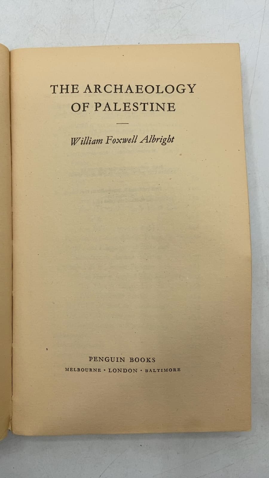 The Archaeology of Palestine by William Foxwell Albright - title page