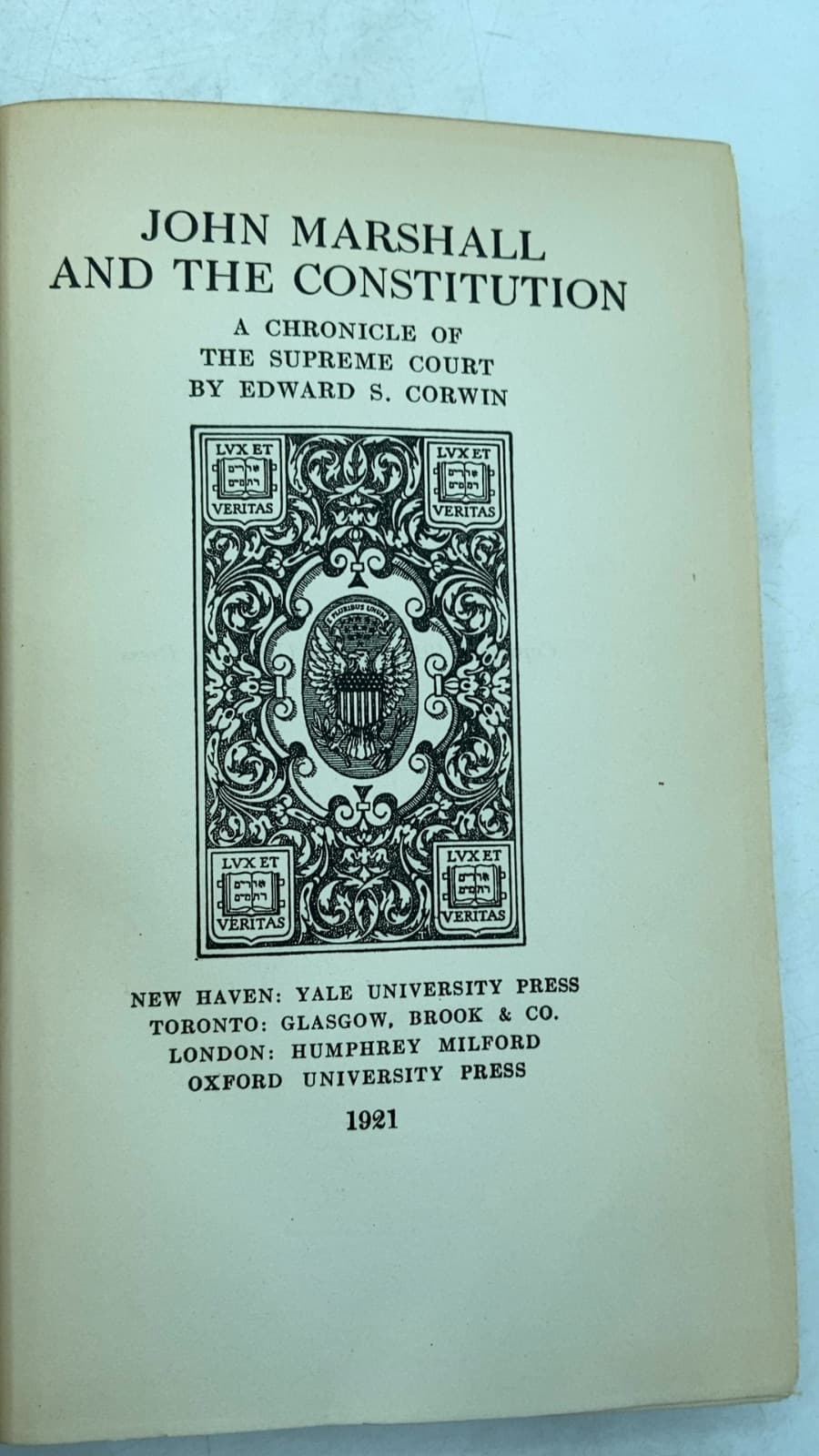 John Marshall and the Constitution: A Chronicle of the Supreme Court by Edward S. Corwin - title page