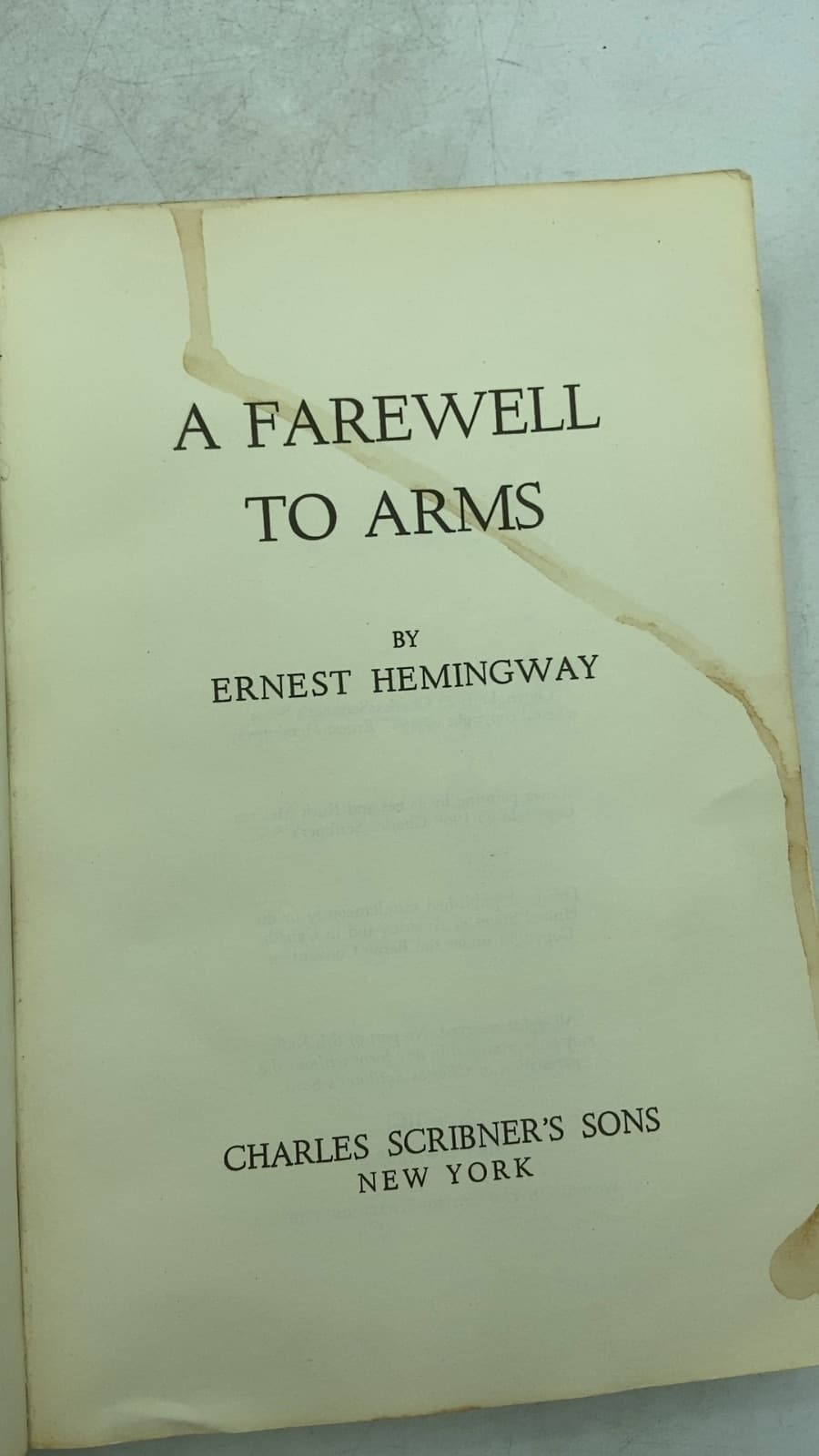 A Farewell to Arms by Ernest Hemingway - title page