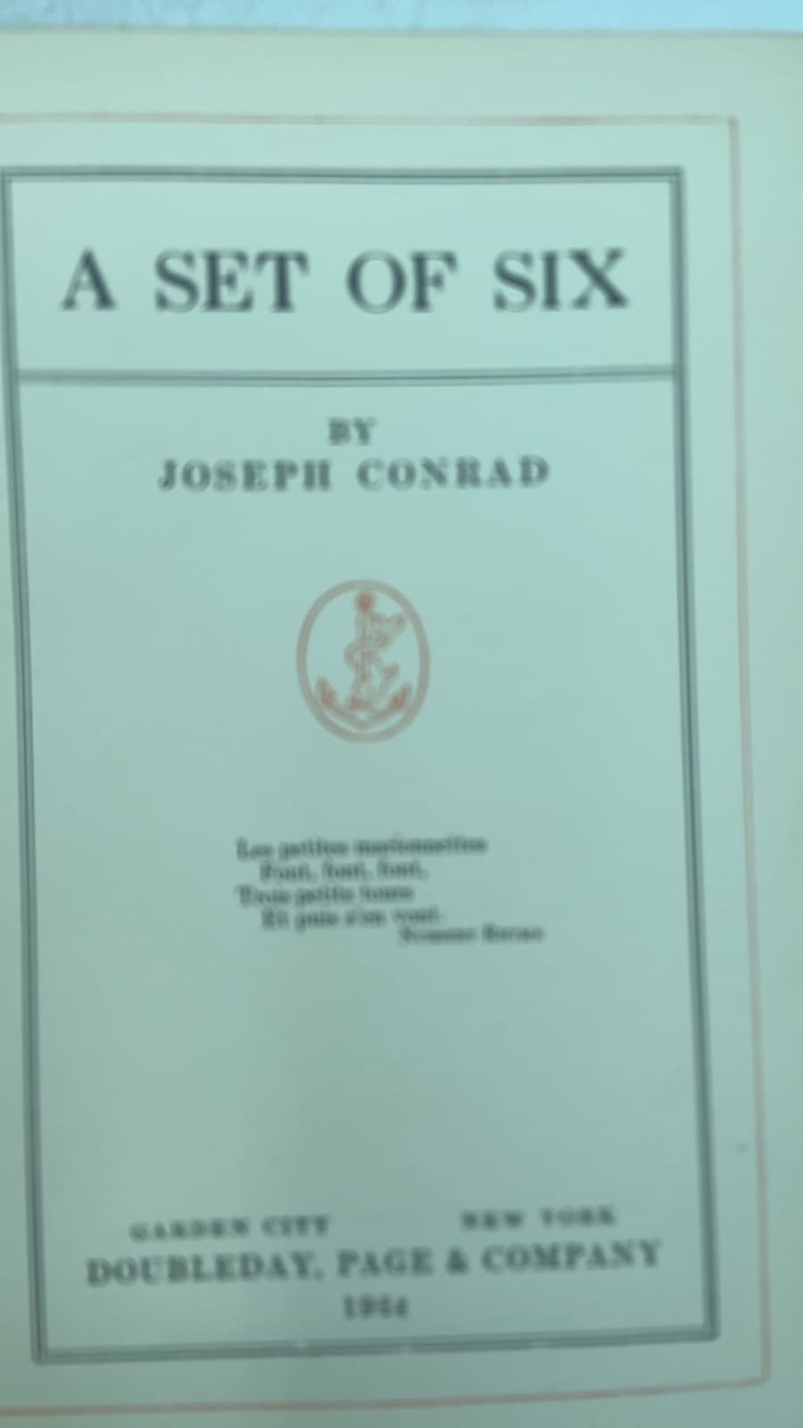A Set of Six by Joseph Conrad - title page