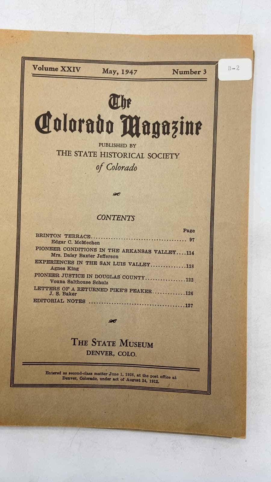 The Colorado Magazine, 1944-1947 by The State Historical Society of Colorado - title page