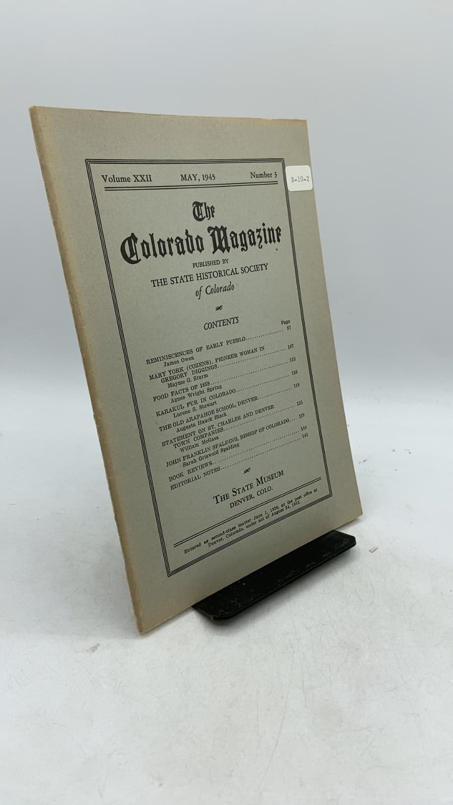 The Colorado Magazine, Volume XXII, Number 3 by The State Historical Society of Colorado - front cover