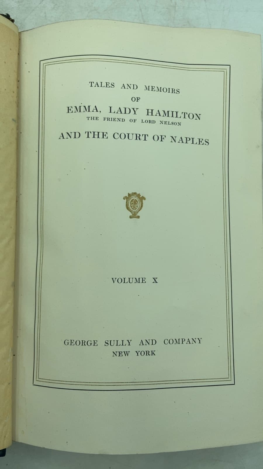 Tales and Memoirs of Emma, Lady Hamilton and the Court of Naples - title page