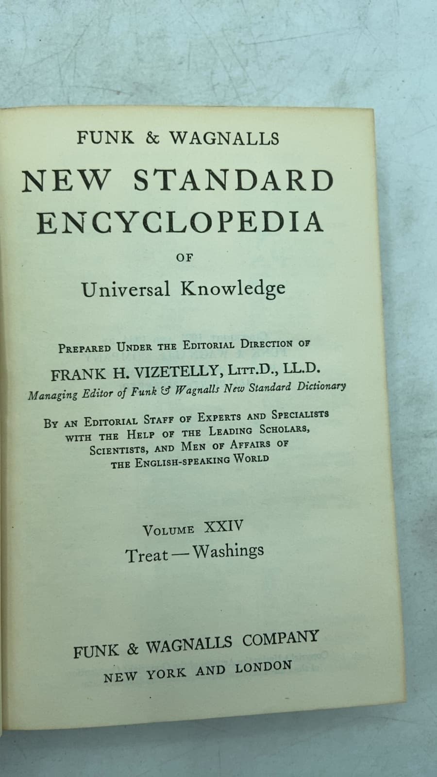 Volume XXIV New Standard Encyclopedia of Universal Knowledge by Frank H. Vizetelly - title page