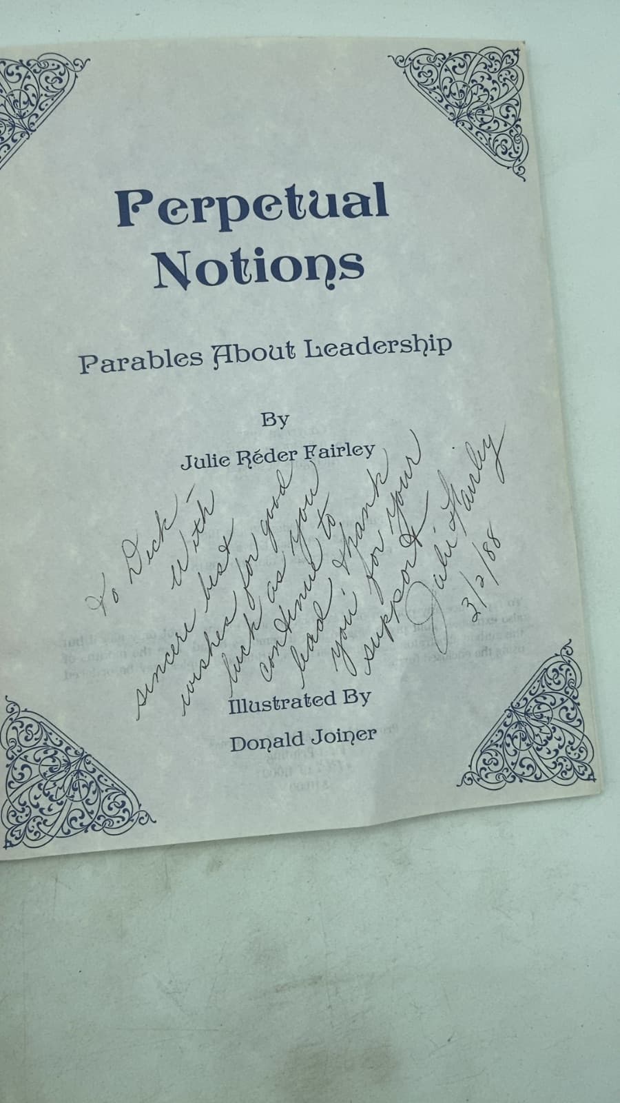 Perpetual Notions: Parables About Leadership by Julie Reder Fairley - title page