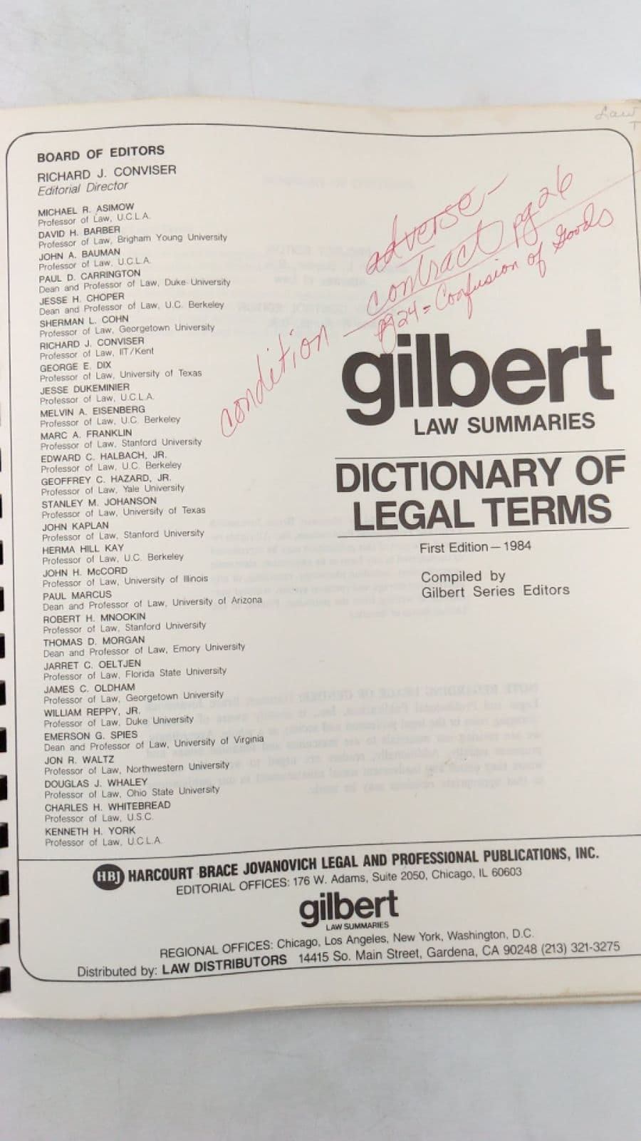 Dictionary of Legal Terms by Gilbert Series Editors - title page