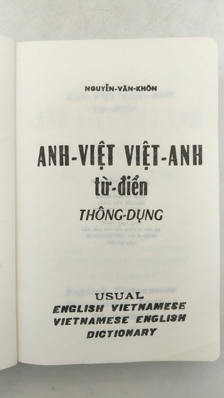Anh-Việt Việt-Anh Dictionary by Nguyễn Văn Khôn - title page