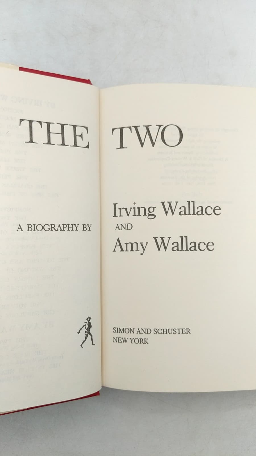 THE TWO: A Biography by Irving Wallace and Amy Wallace - title page