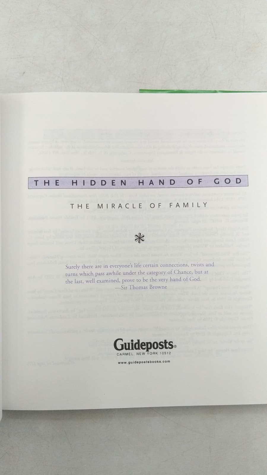 The Hidden Hand of God: The Miracle of Family - title page