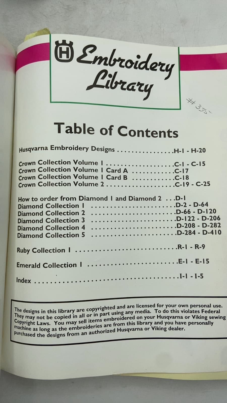 Husqvarna Embroidery Library Volume 2 - title page