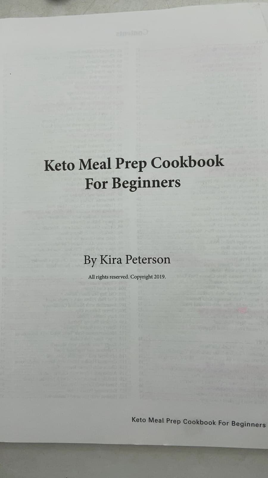 Keto Meal Prep Cookbook For Beginners by Kira Peterson - title page