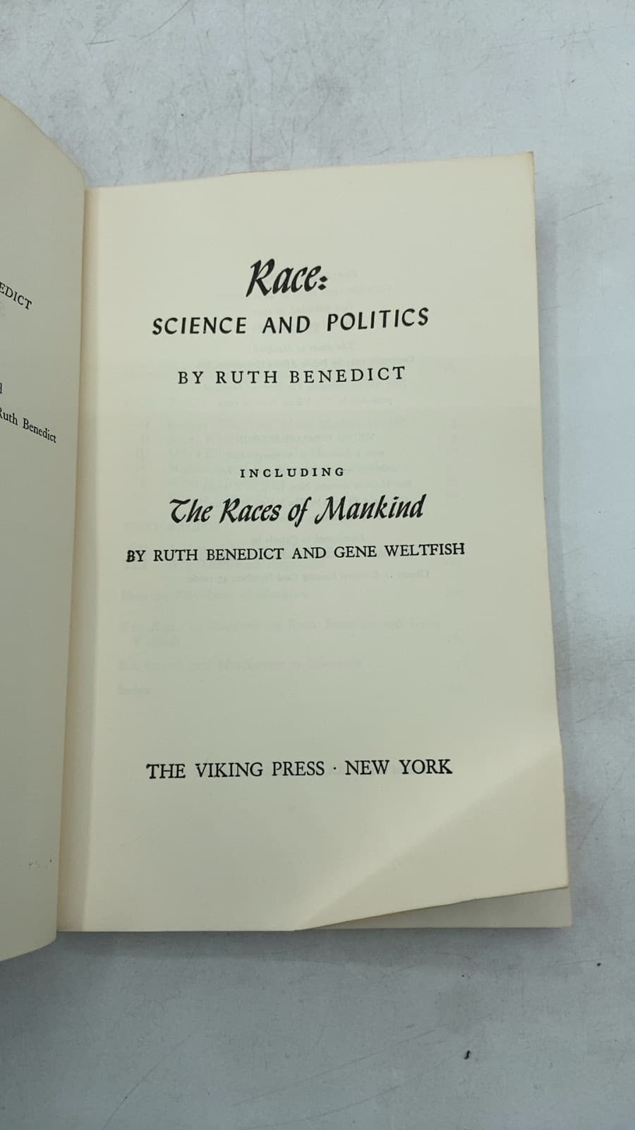 Race: Science and Politics by Ruth Benedict - title page