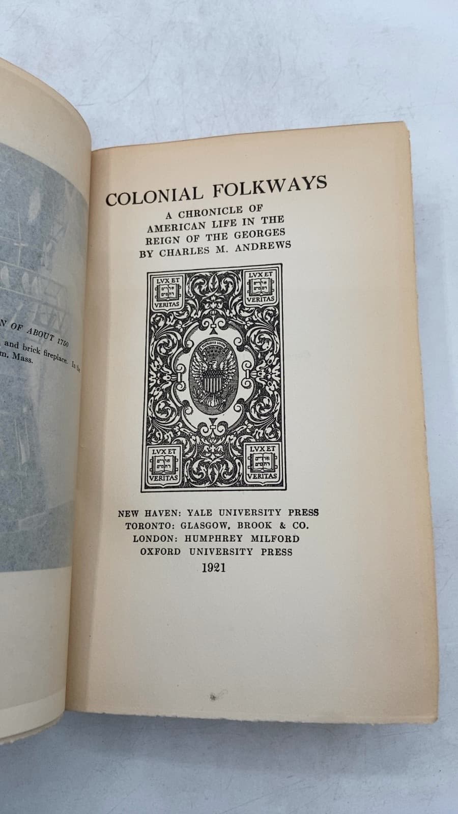 Colonial Folkways: A Chronicle of American Life in the Reign of the Georges by Charles M. Andrews - title page