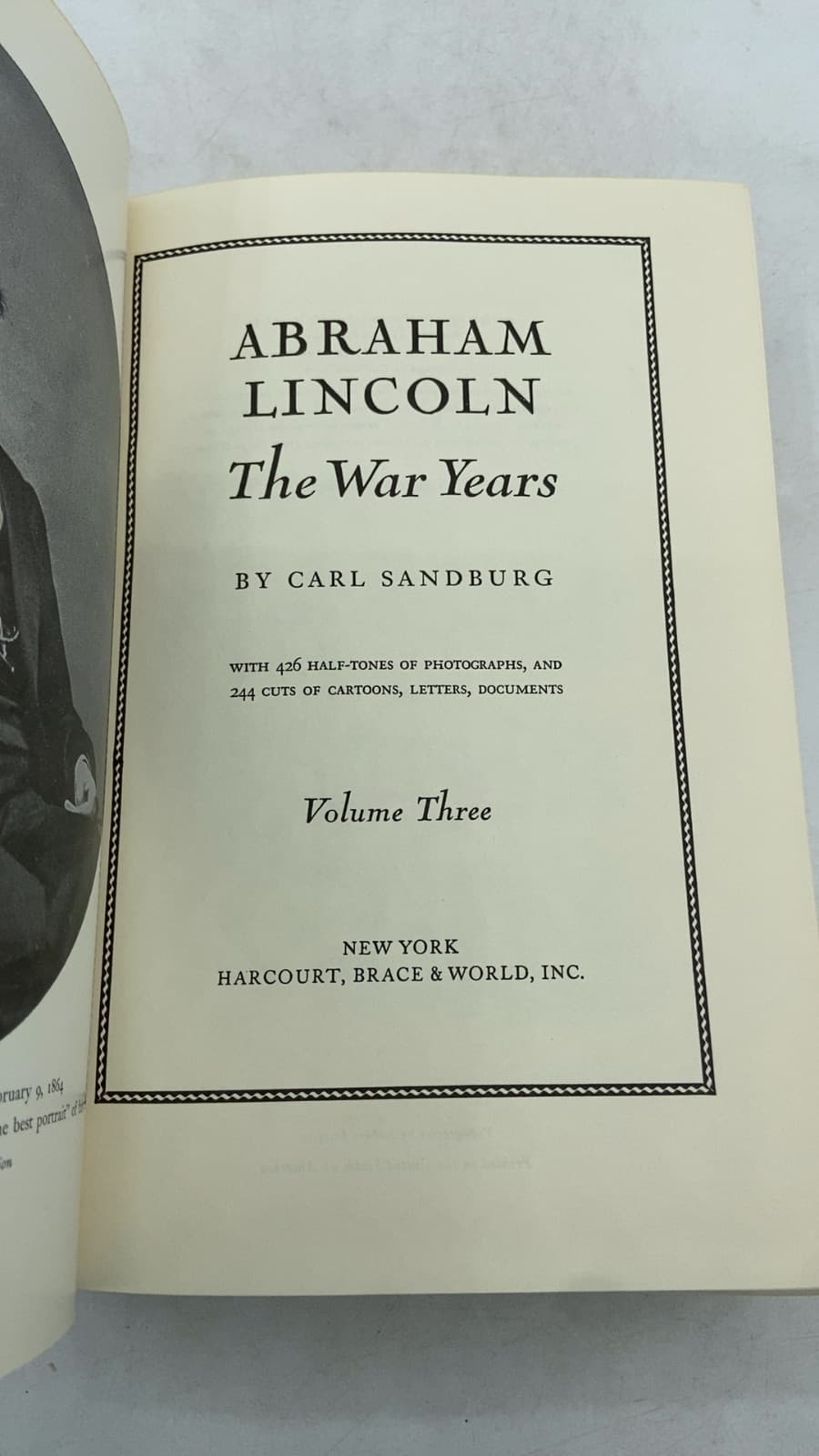 Abraham Lincoln: The War Years, Volume Three by Carl Sandburg - title page