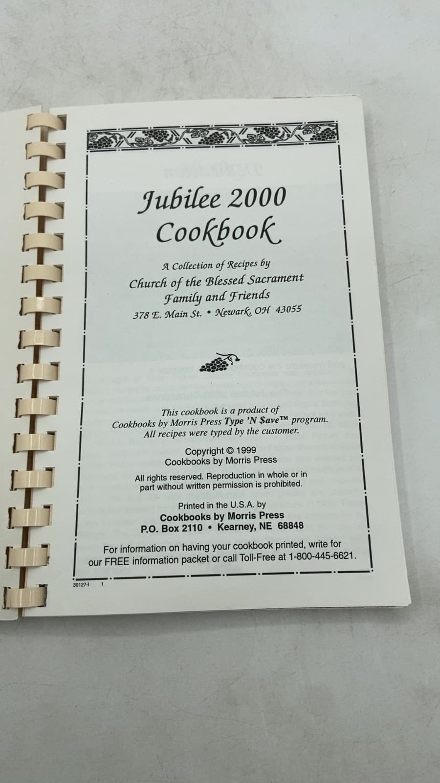 Jubilee 2000 Cookbook by Church of the Blessed Sacrament Family and Friends - title page