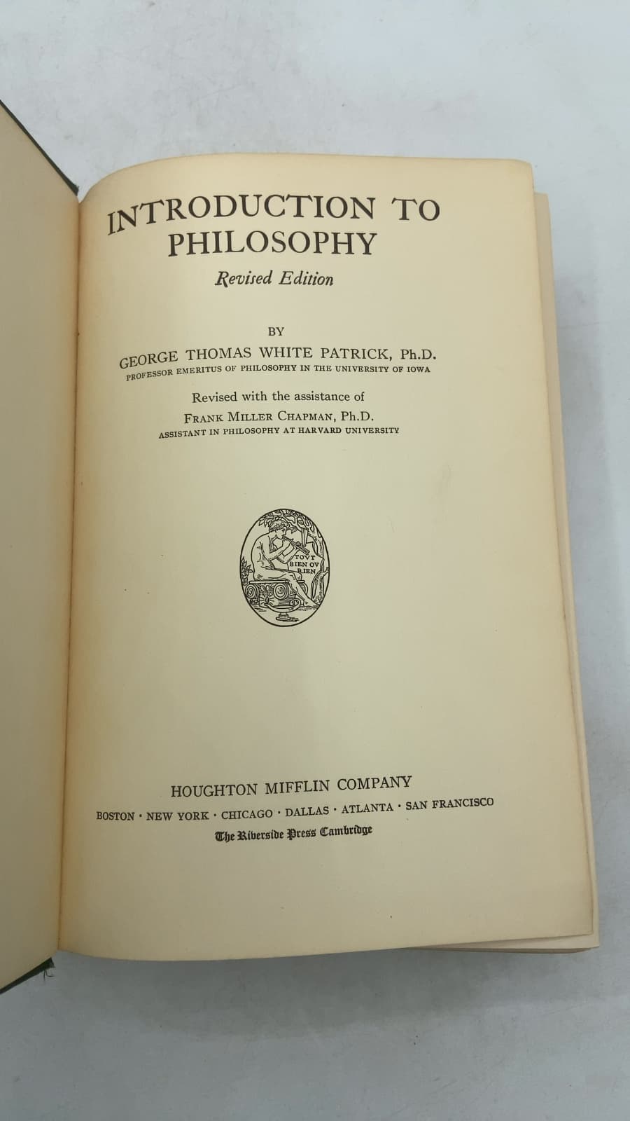 Introduction to Philosophy (Revised Edition) by George Thomas White Patrick, Ph.d. - title page