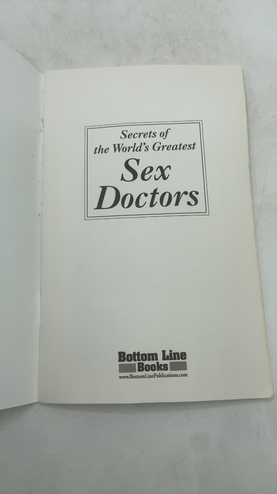 Secrets of the World's Greatest Sex Doctors - title page