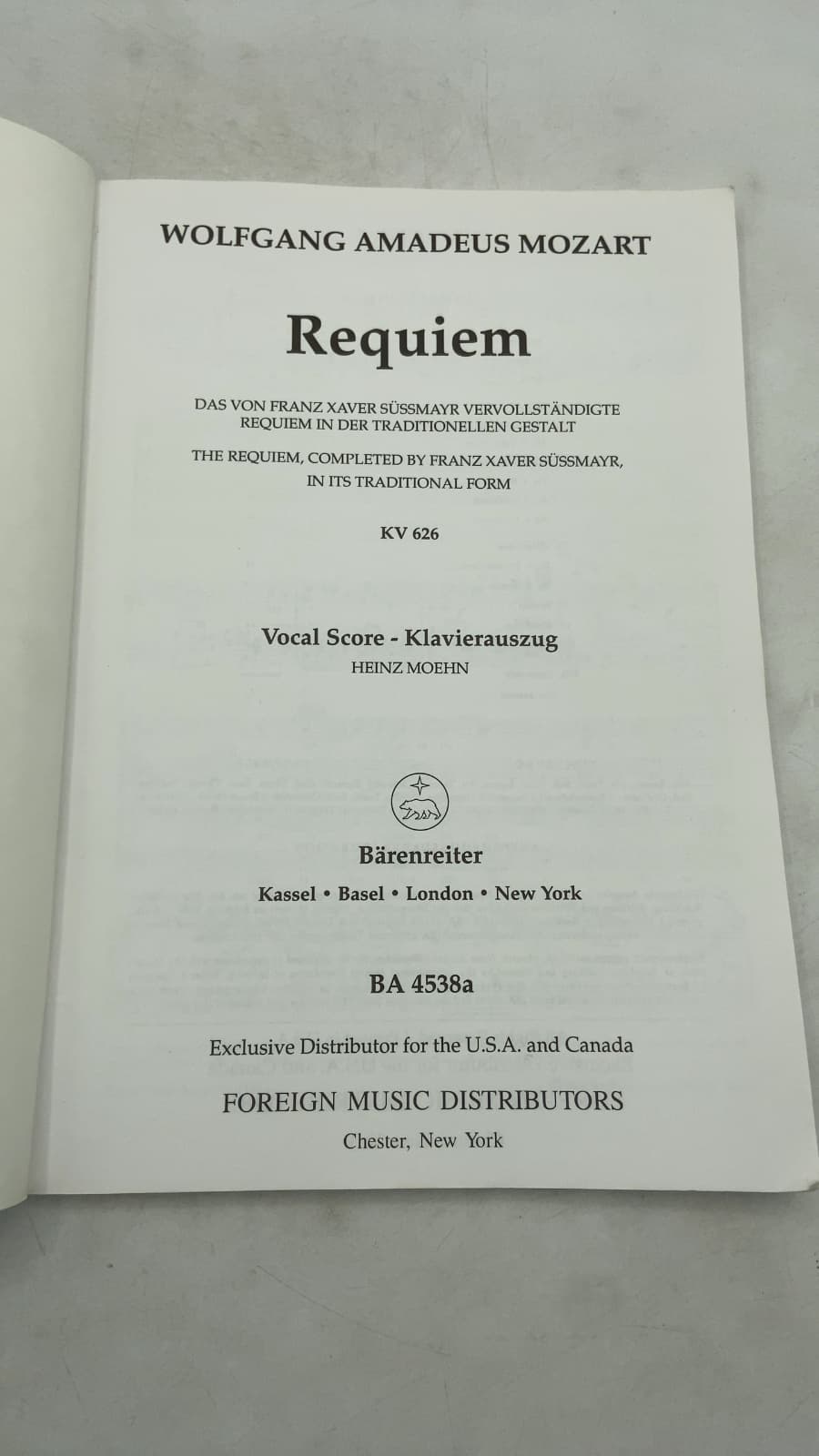 Requiem KV 626 by Wolfgang Amadeus Mozart - title page