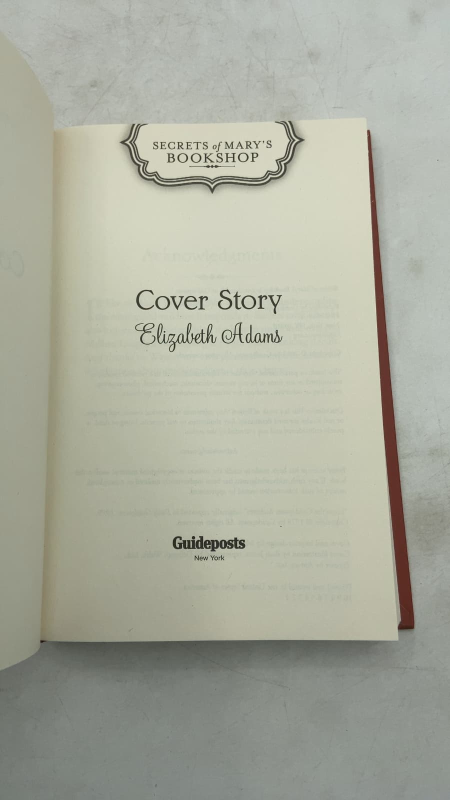 Cover Story by Elizabeth Adams - title page