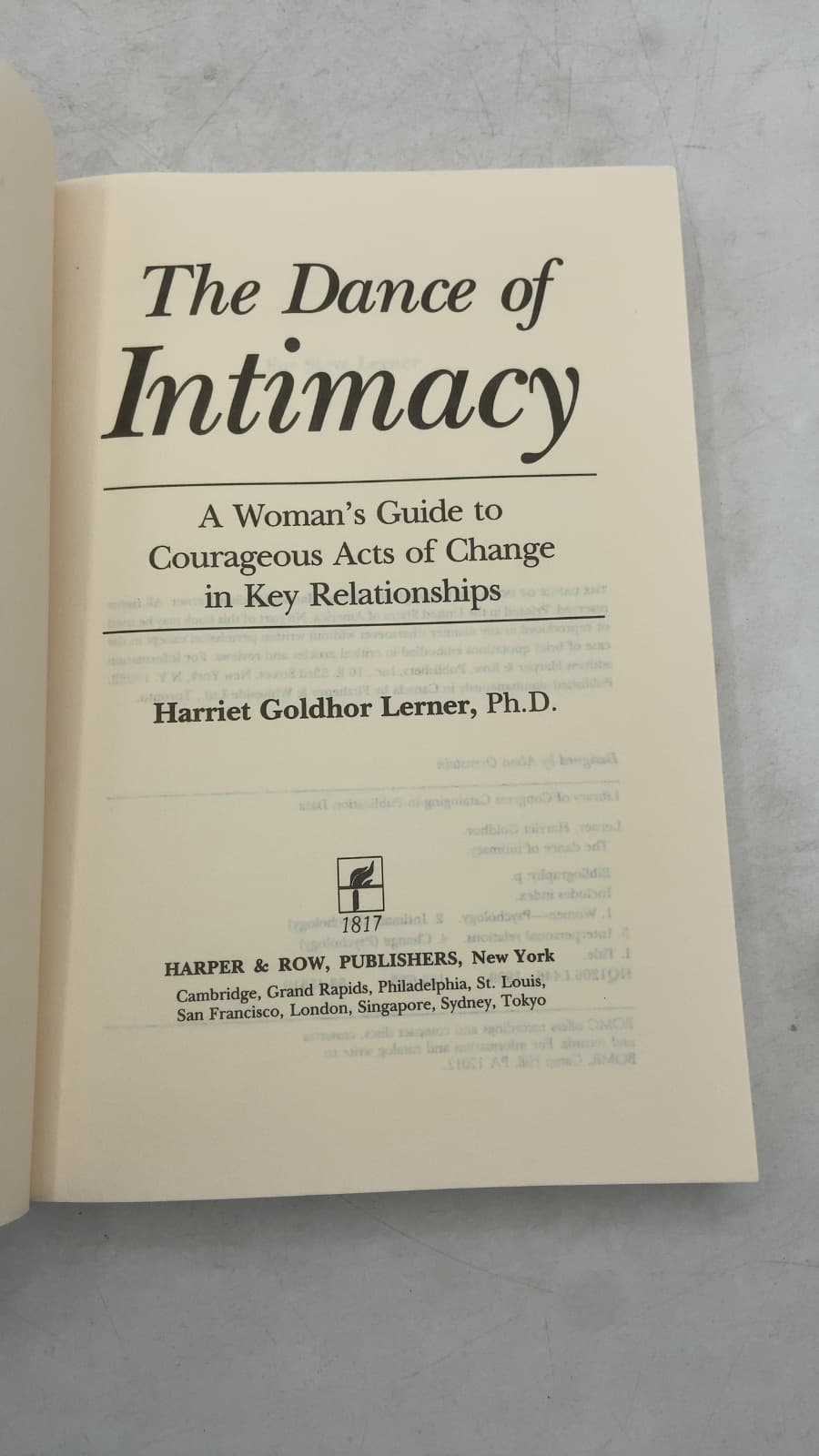 The Dance of Intimacy by Harriet Goldhor Lerner, Ph.D. - title page