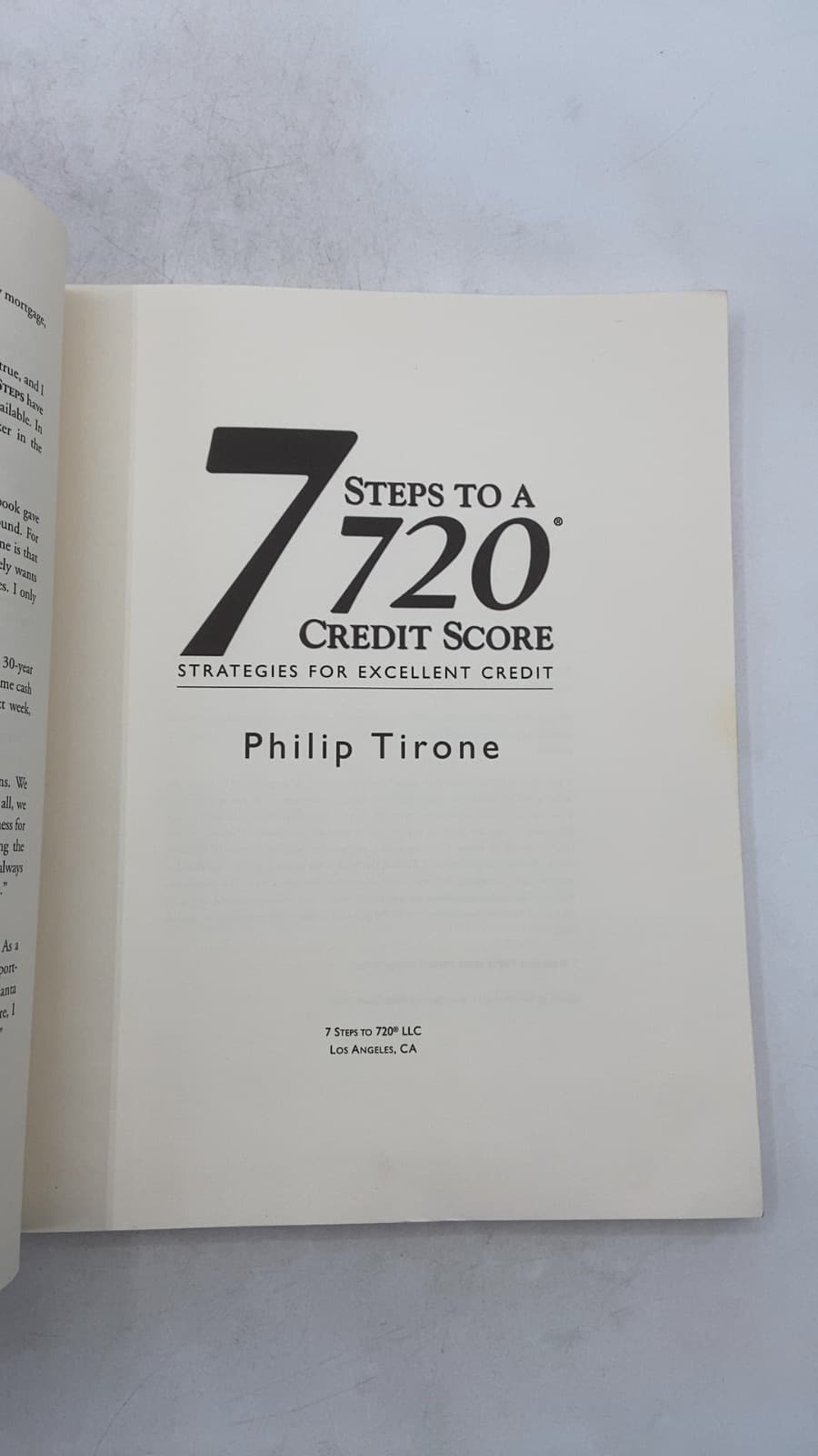 7 Steps to a 720 Credit Score: Strategies for Excellent Credit by Philip Tirone - title page