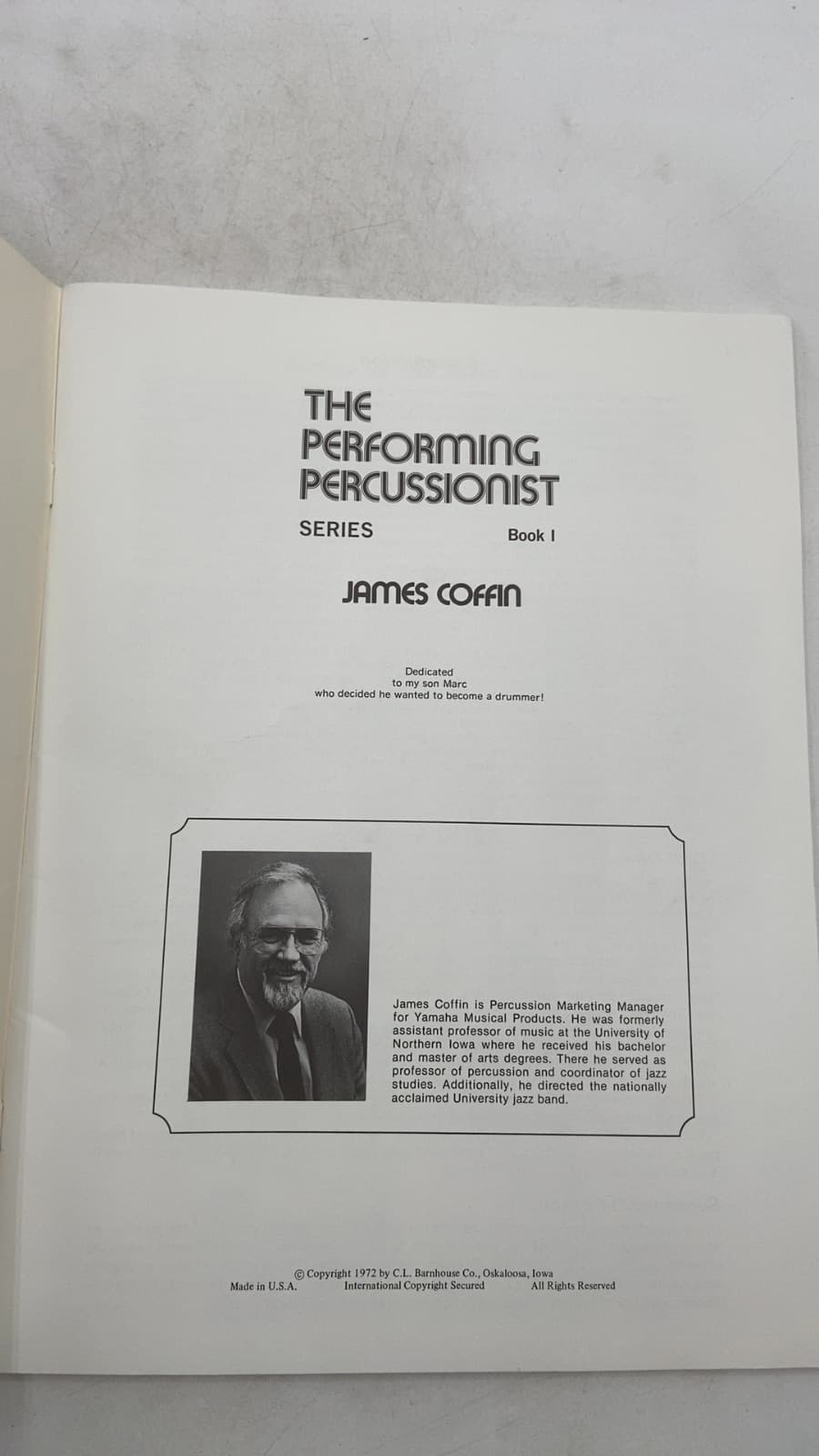 The Performing Percussionist, Book I by James Coffin - title page