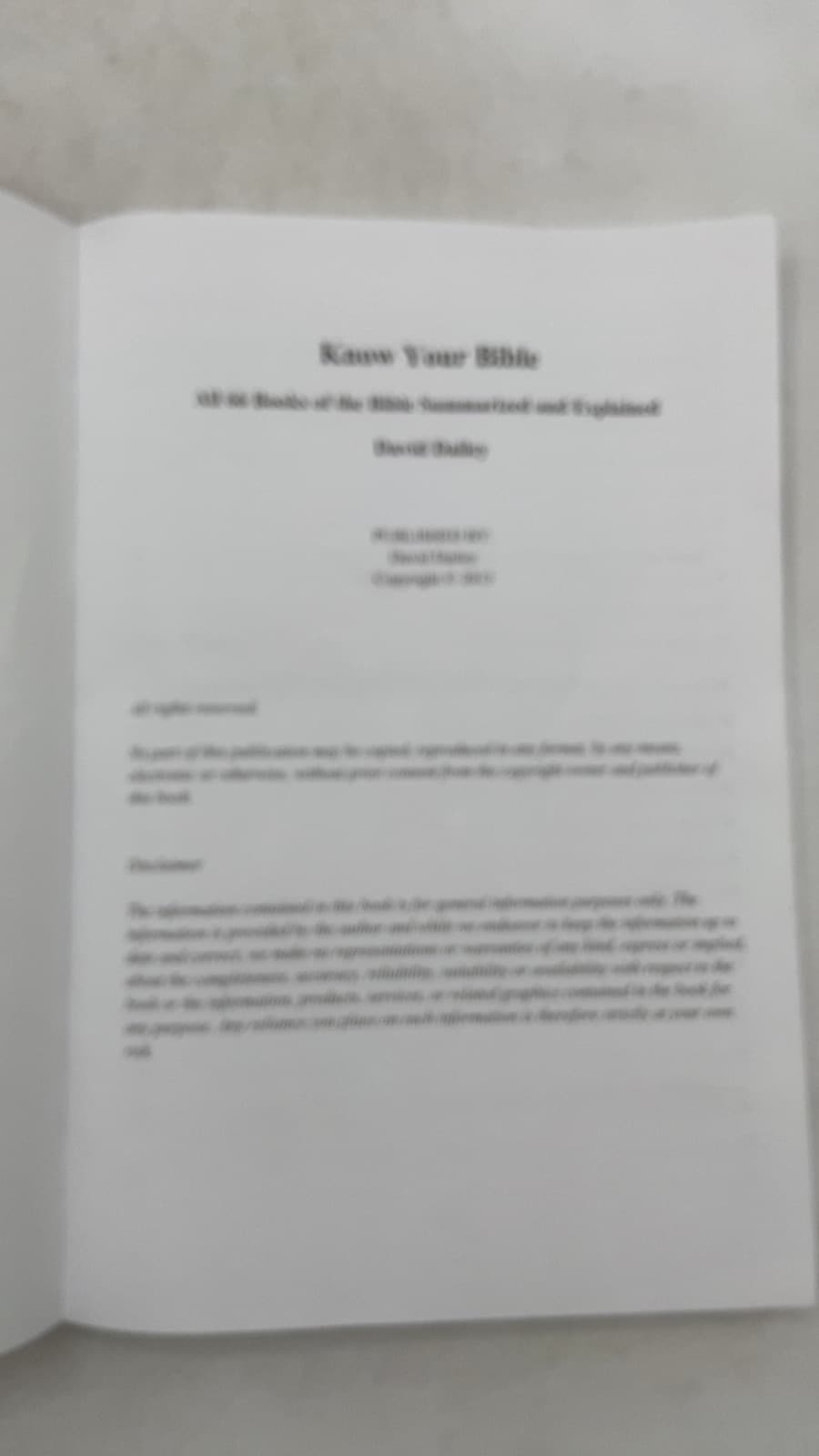Know Your Bible: All 66 Books of the Bible Summarized and Explained by David Dailey - title page