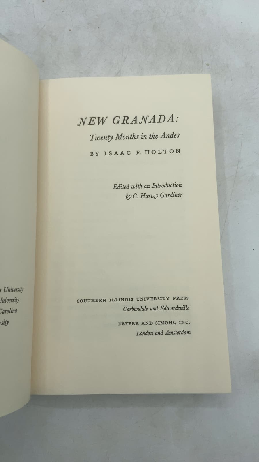 New Granada: Twenty Months in the Andes by Isaac F. Holton - title page