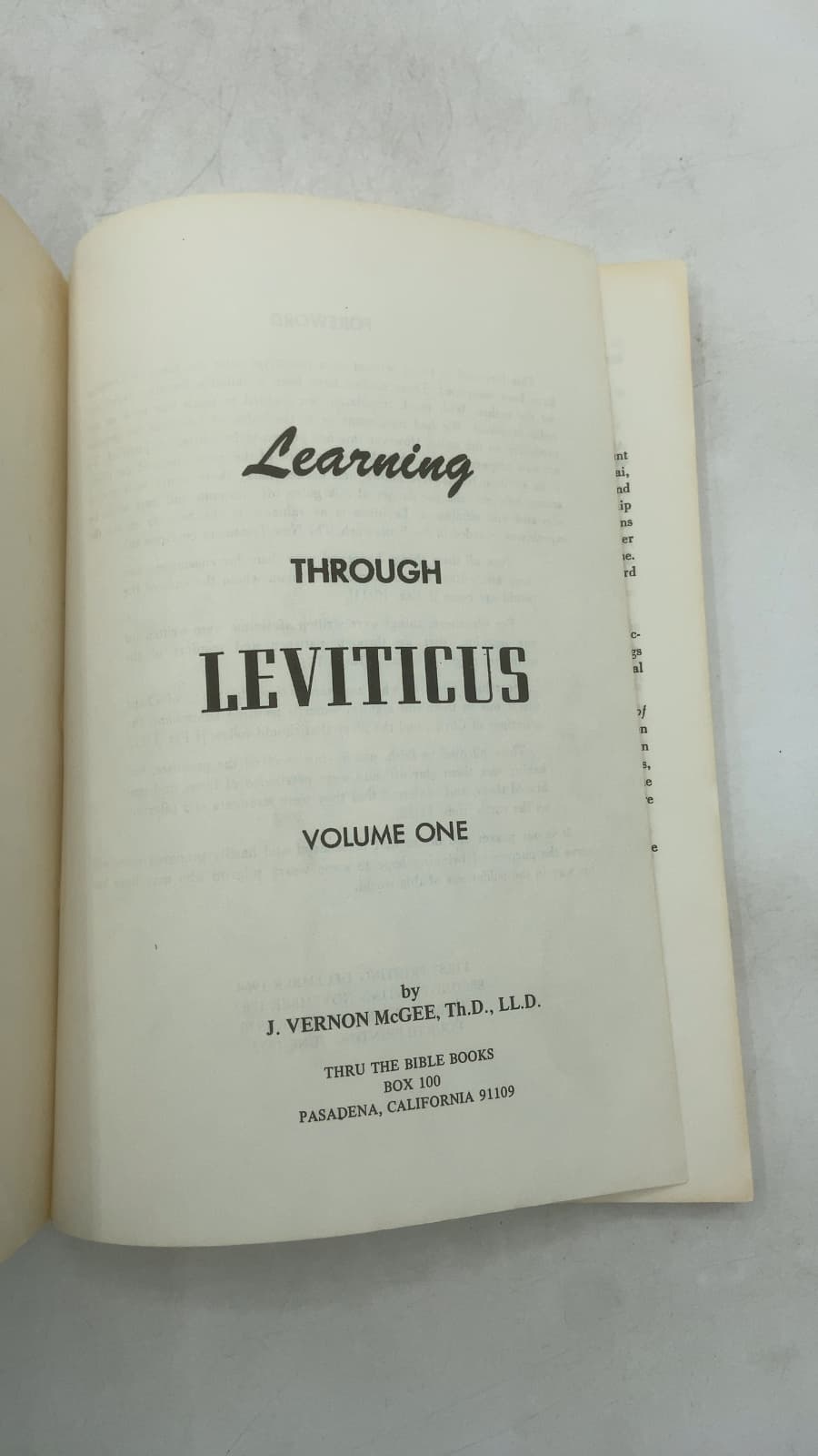 Learning Through Leviticus Volume One by J. Vernon McGee, Th.D., LL.D. - title page