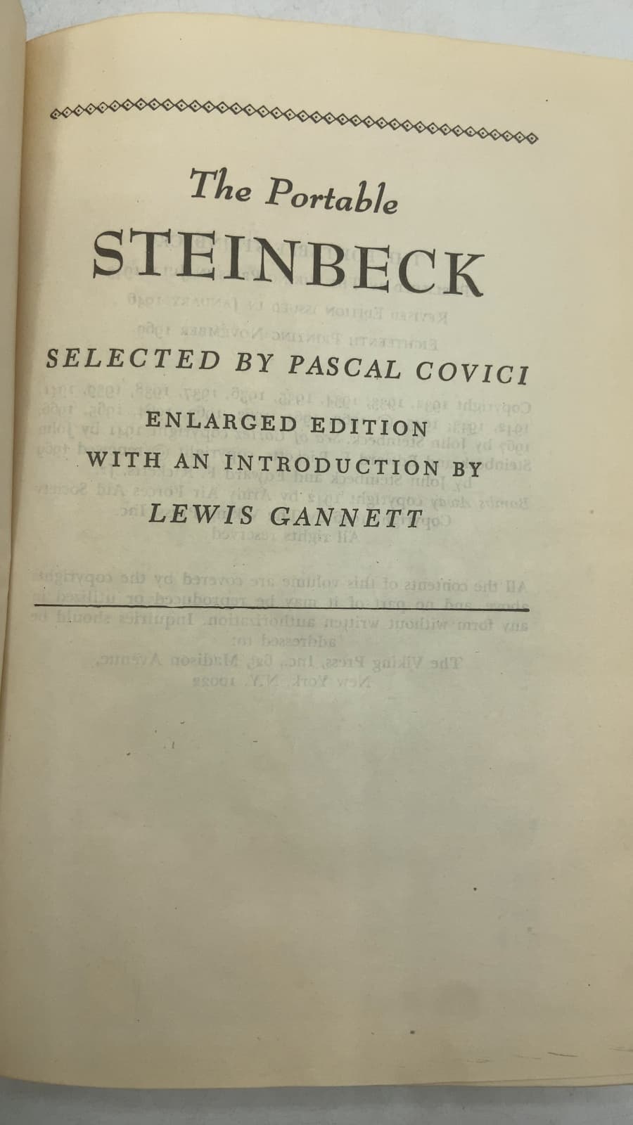 The Portable Steinbeck by John Steinbeck - title page