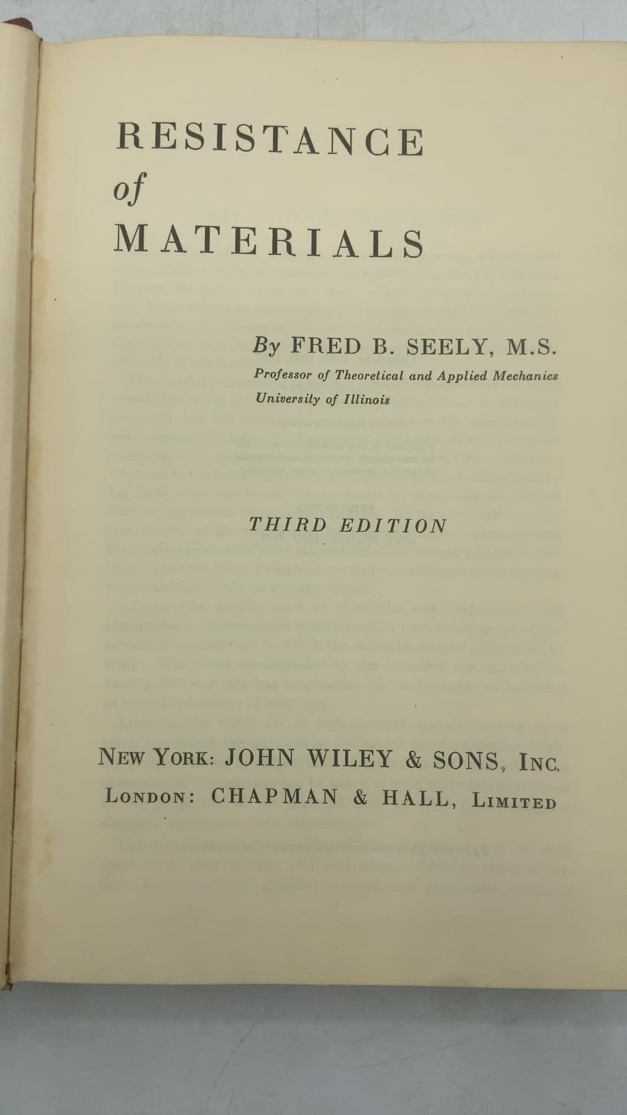 Resistance of Materials by Fred B. Seely, M.S. - title page