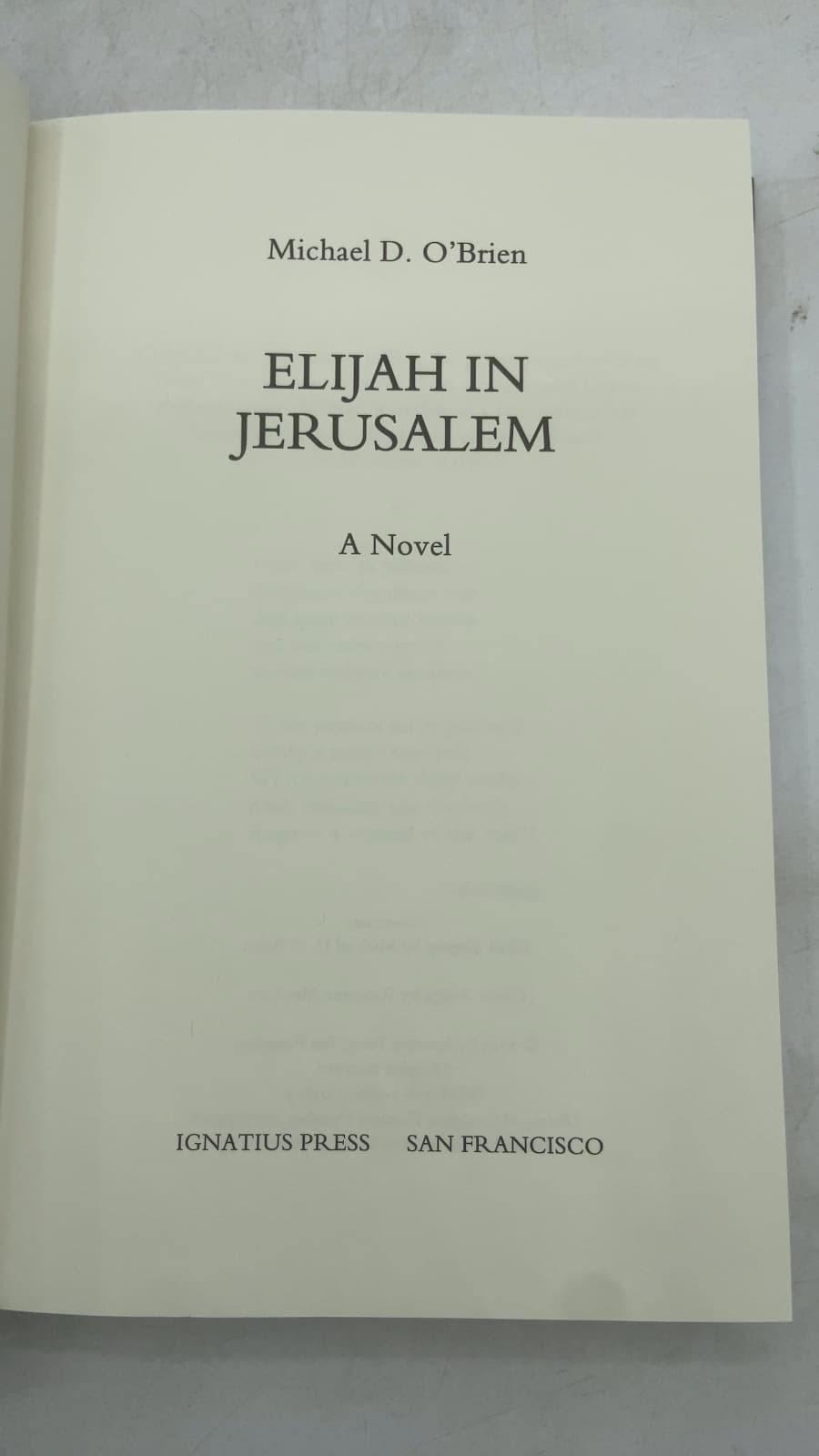 Elijah IN Jerusalem by Michael D. O'Brien - title page