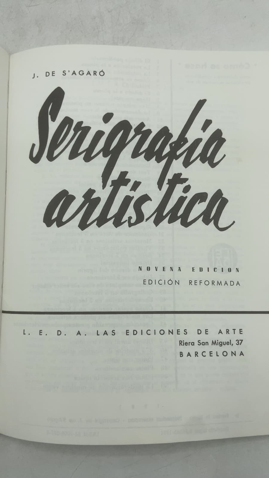 Serigrafía Artística by J. de S'Agaró - title page