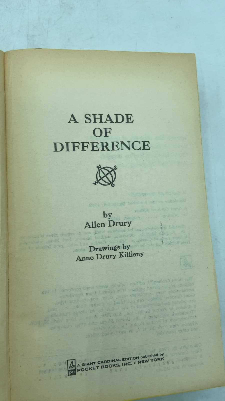A Shade of Difference by Allen Drury - title page
