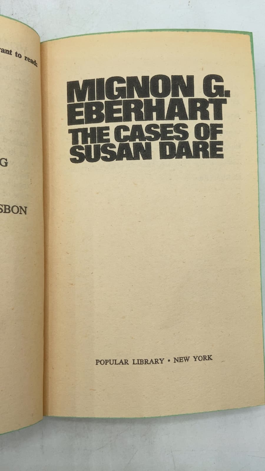 The Cases of Susan Dare by Mignon G. Eberhart - title page