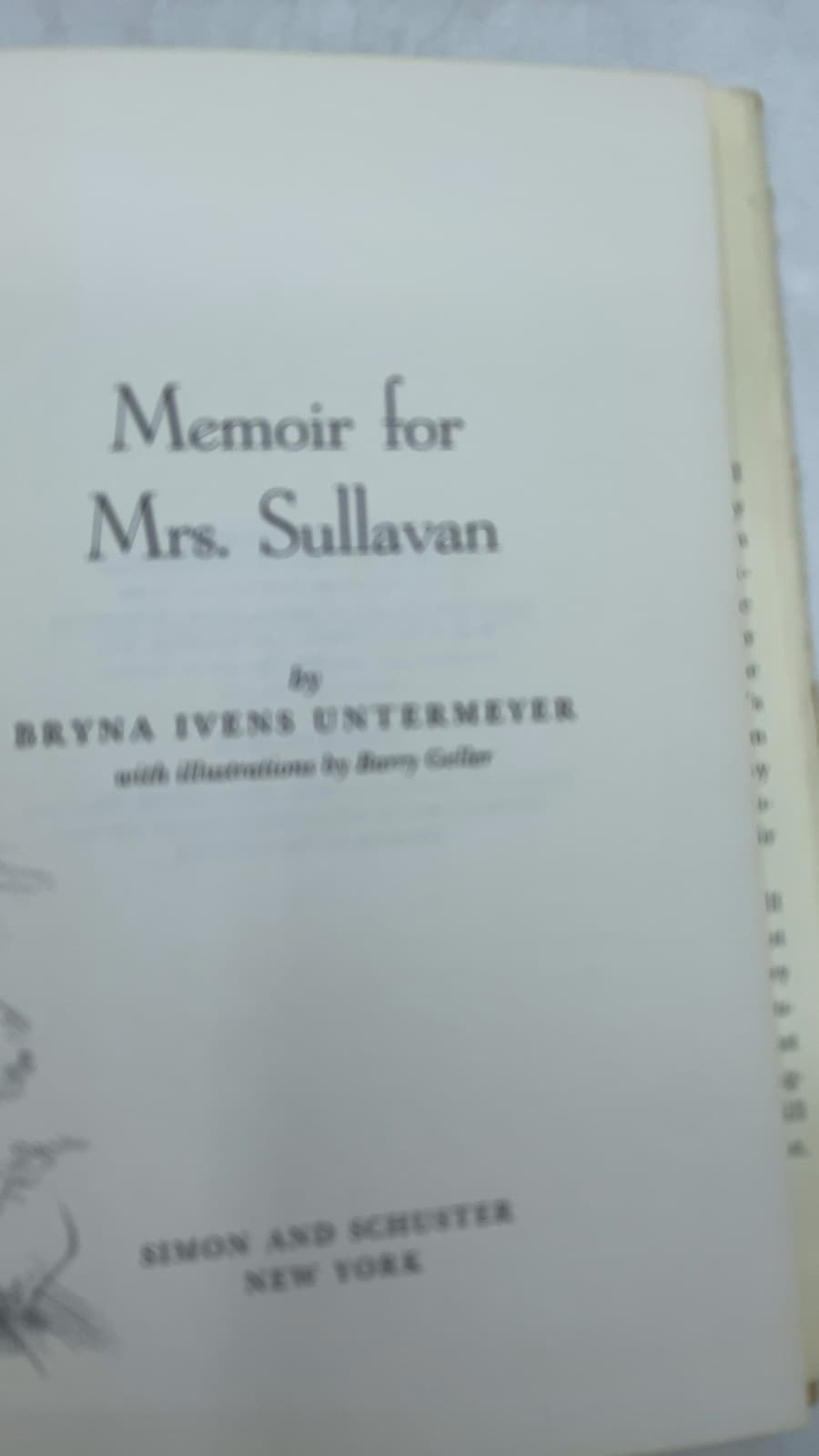 Memoir for Mrs. Sullavan by Bryna Ivens Untermeyer - title page